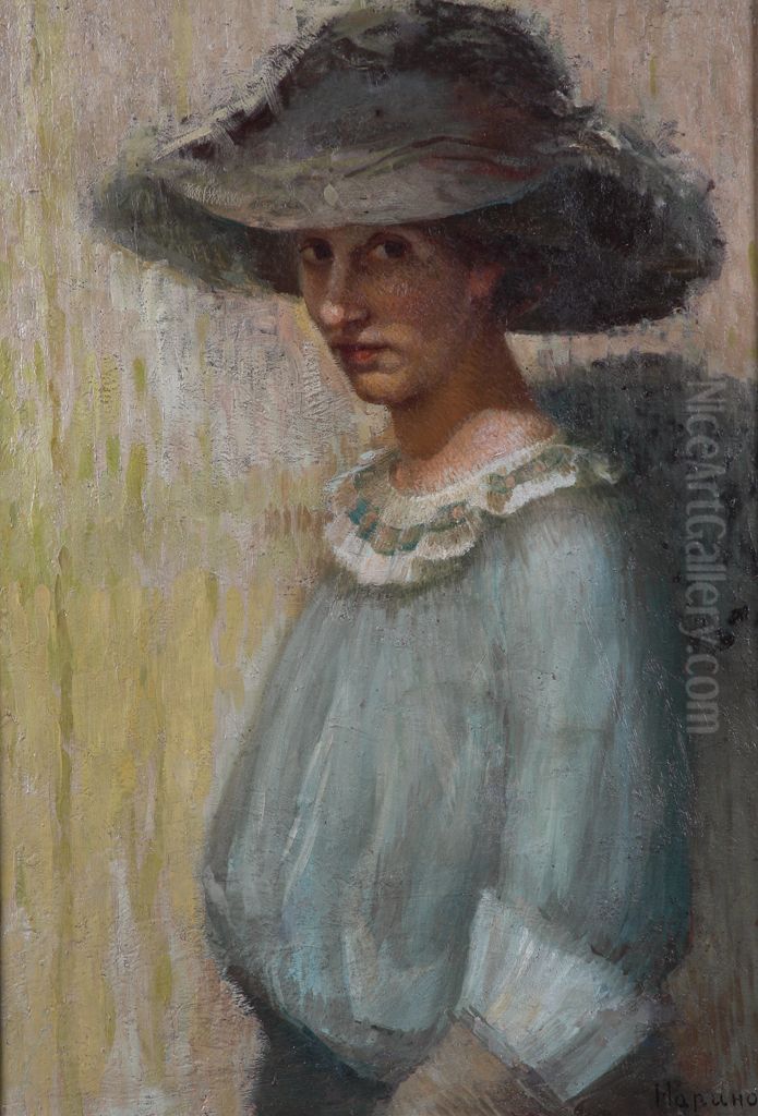 Portrait of the woman artist Frederica Oil Painting by Nikola Marinov