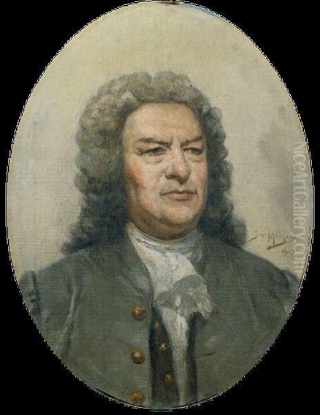 Portrait of J. S. Bach Oil Painting by Jose Malhoa