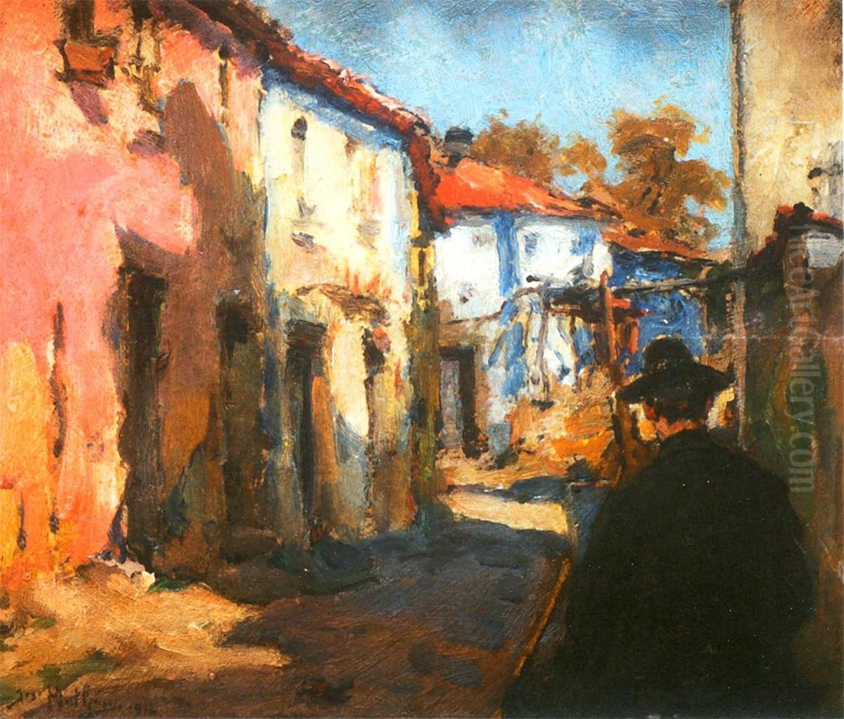 An alley in Figueiro Oil Painting by Jose Malhoa