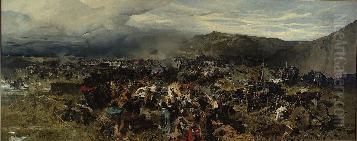 Vidbitta asiru Oil Painting by Jozef Brandt