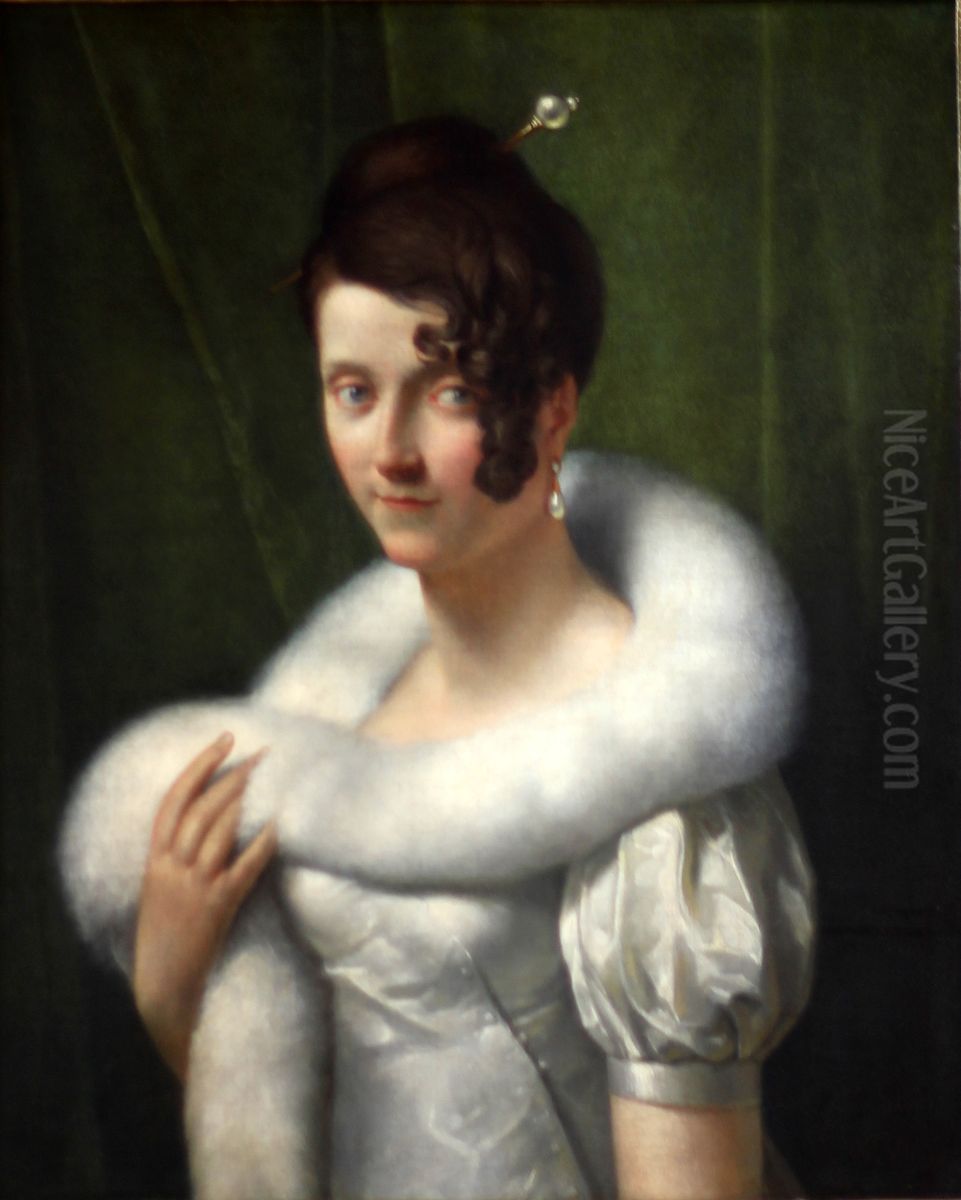 Portrait de jeune femme au boa Oil Painting by Francois Gerard