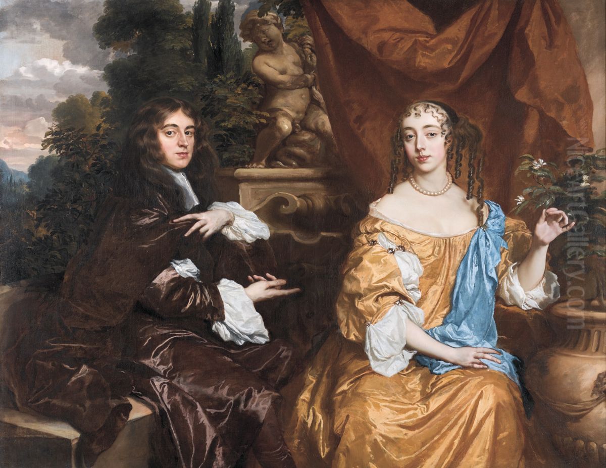 Portrait of Henry Hyde, Viscount Cornbury, later 2nd Earl of Clarendon (1688-1709) and his wife, Theodosia Capel, Viscountess Cornbury Oil Painting by Peter Lely