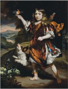 Portrait of an unknown boy in antique costume, as a hunter