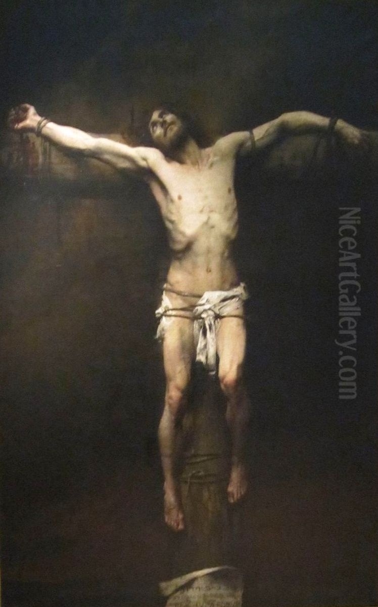 Martyre de Jesus de Nazareth, ouLe Christ en Croix Oil Painting by Aime Morot