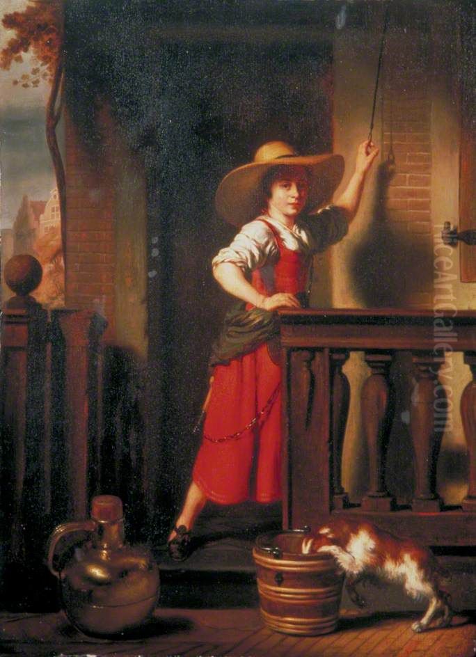Woman Selling Milk Oil Painting by Nicolaes Maes