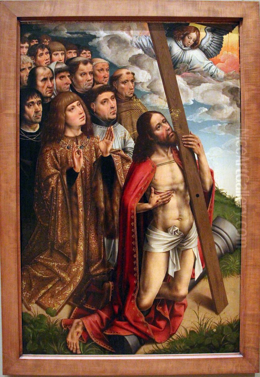 Le Christ mediateur, avec Philippe le Beau (1478-1506) Oil Painting by Colijn de Coter