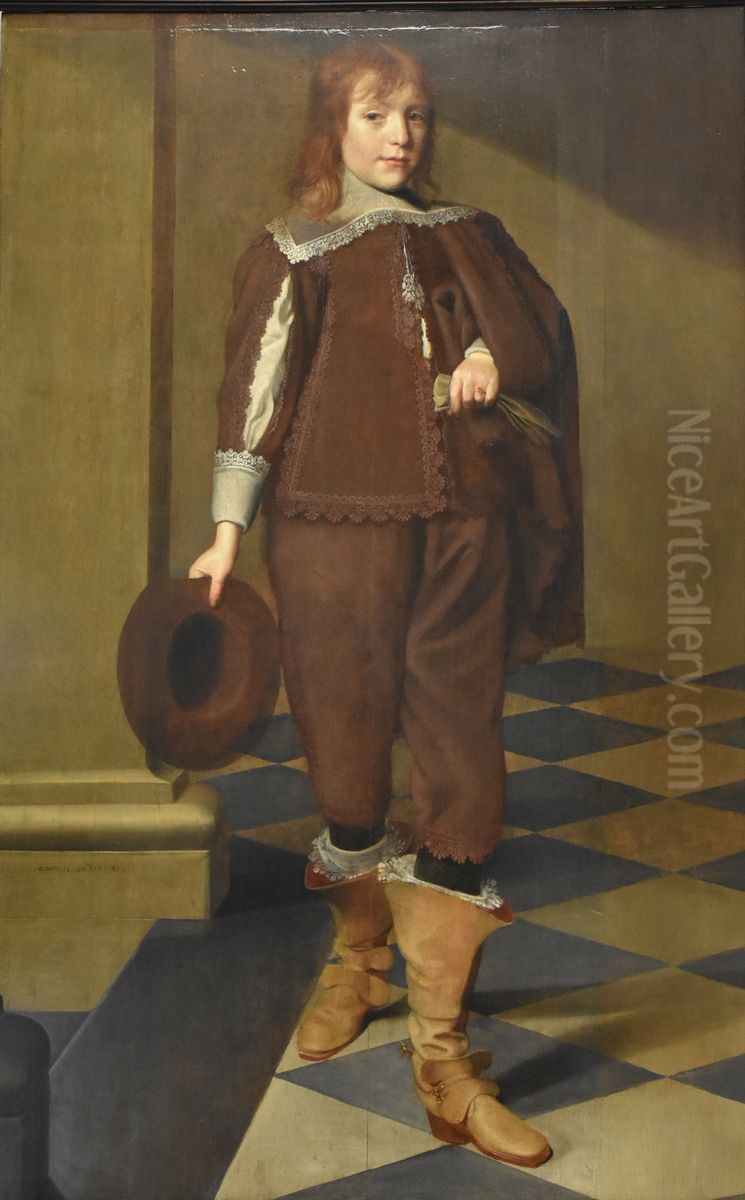 Portrait d'enfant age de douze ans Oil Painting by Wybrand de Geest