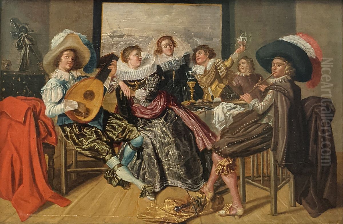 dinner party Oil Painting by Dirck Hals