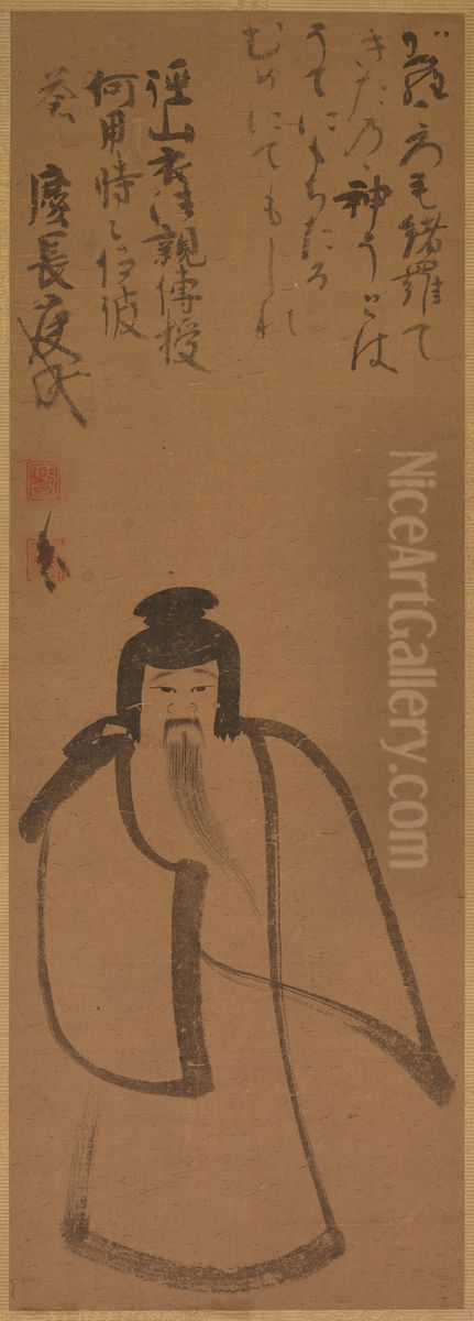 Tenjin Traveling to China Oil Painting by Konoe Nobutada
