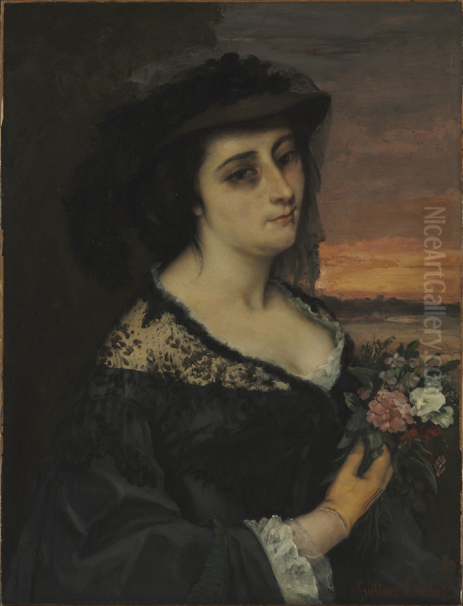 Mme L... (Laure Borreau) Oil Painting by Gustave Courbet