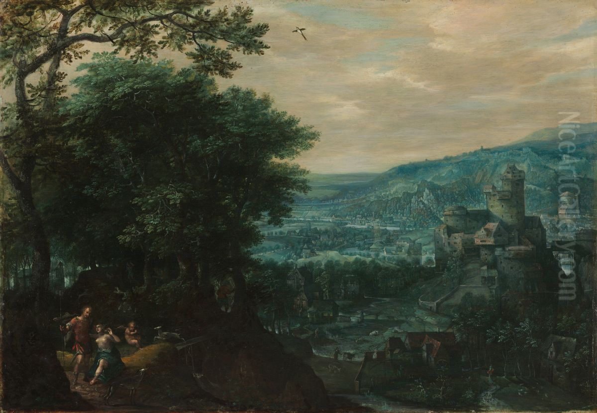 Landscape with Venus and Adonis Oil Painting by Gillis van Coninxloo
