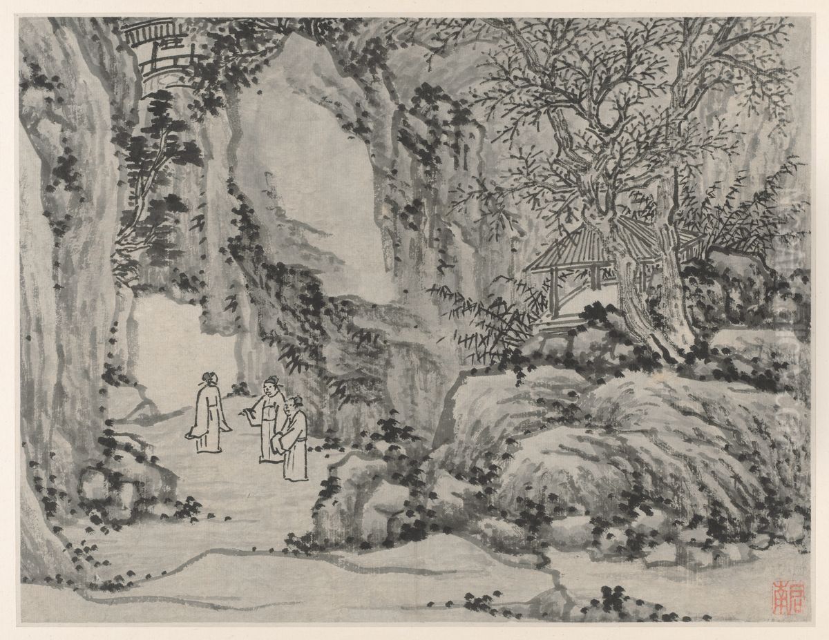 The Sword Spring, Tiger Hill, from Twelve Views of Tiger Hill, Suzhou Oil Painting by Shen Zhou