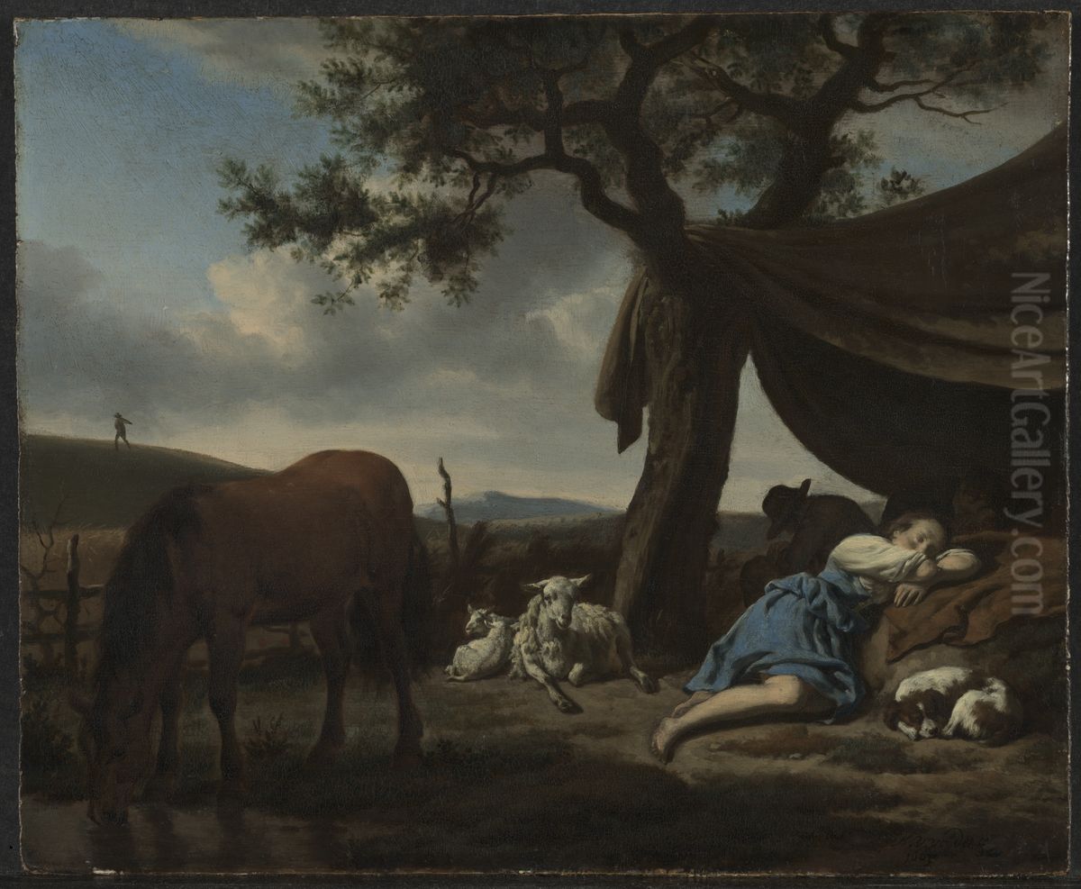 Sleeping Shepherds Oil Painting by Adriaen Van De Velde