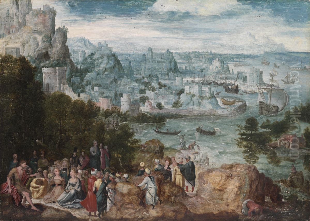 Landscape with Saint John the Baptist Oil Painting by Herri met de Bles