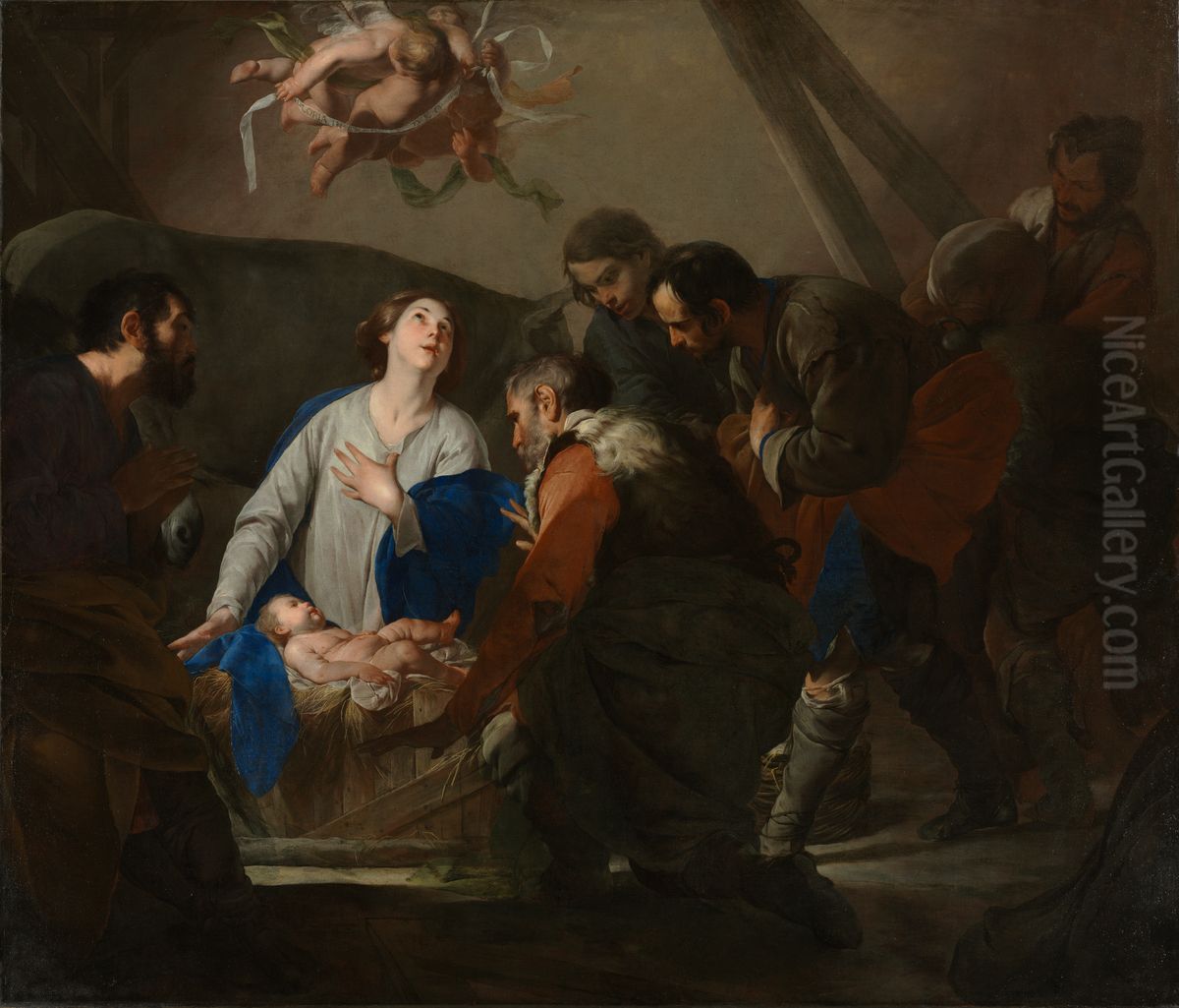 Adoration of the Shepherds Oil Painting by Bernardo Cavallino