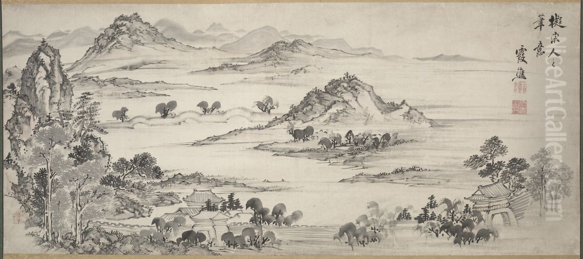 West Lake Oil Painting by Ike no Taiga