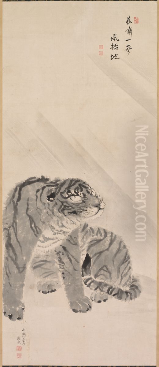 Tiger in Wind Oil Painting by Maruyama Okyo