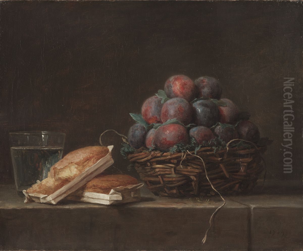 Basket of Plums Oil Painting by Anne Vallayer-Coster