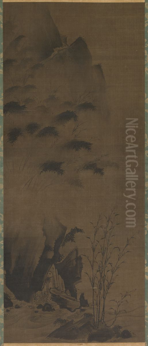 Bamboo in Rain; Bamboo in Wind Oil Painting by Girolamo Genga