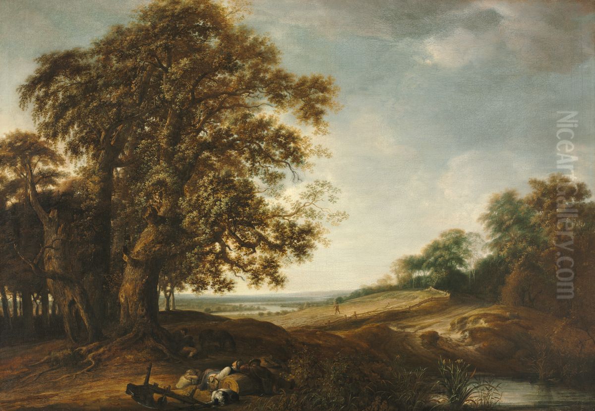 Sleeping Peasants near Fields (Parable of the Weeds) Oil Painting by Simon De Vlieger