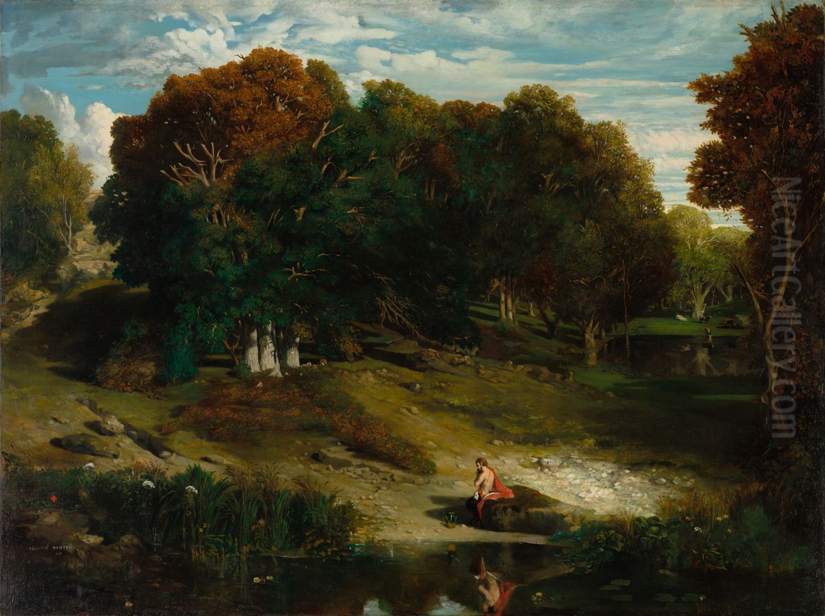 In the Forest Oil Painting by Celestin Nanteuil