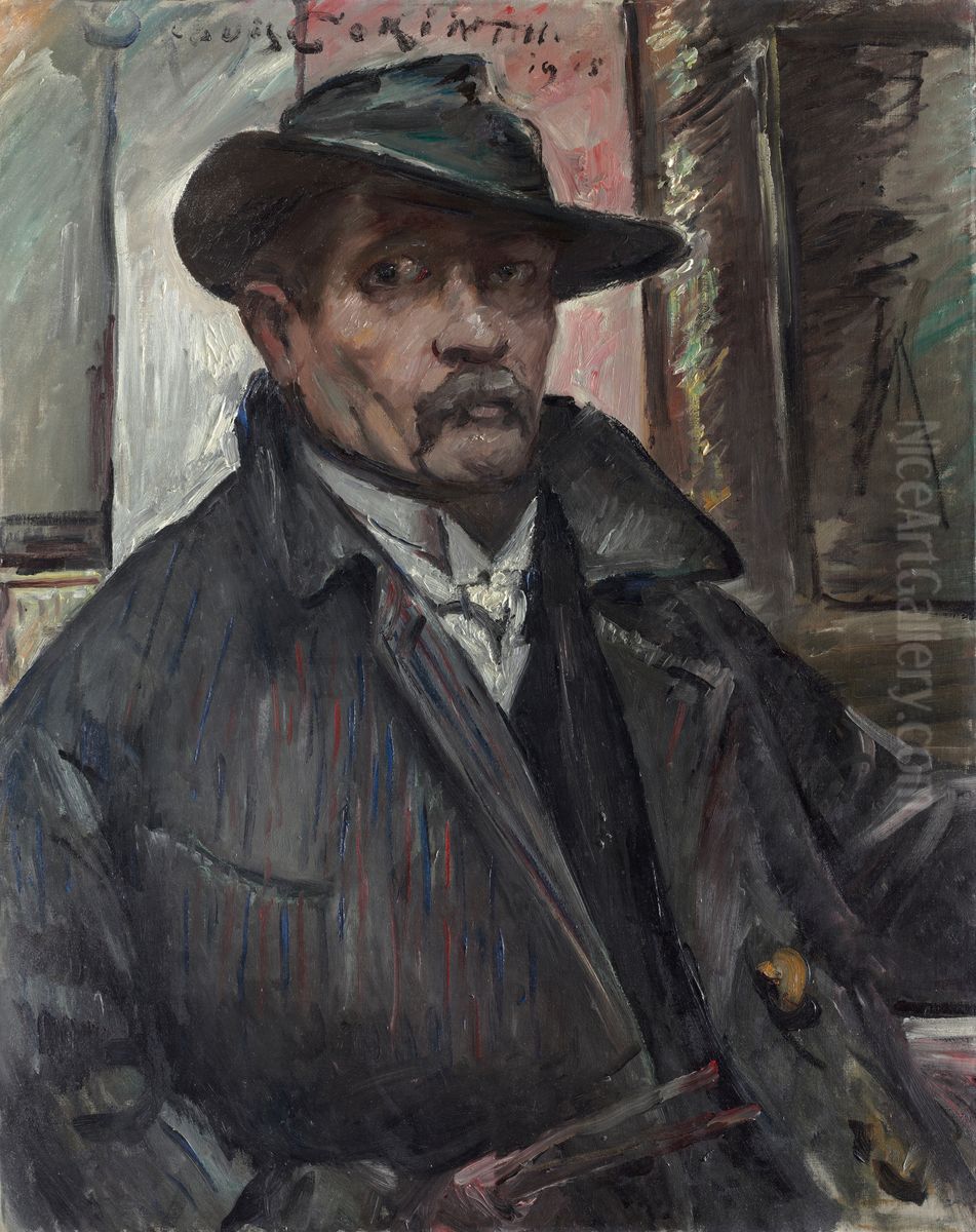 Self-Portrait with Hat and Coat Oil Painting by Lovis (Franz Heinrich Louis) Corinth