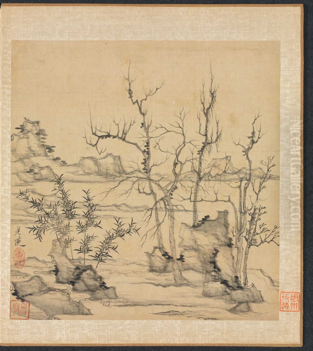 Landscape in the Style of Ni Zan Oil Painting by Chen Hongshou
