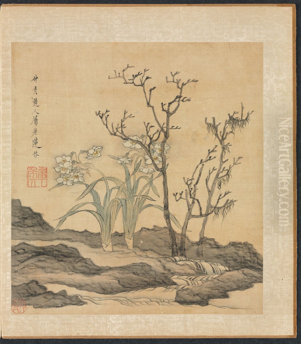 Narcissus and Bare Trees Oil Painting by Chen Hongshou