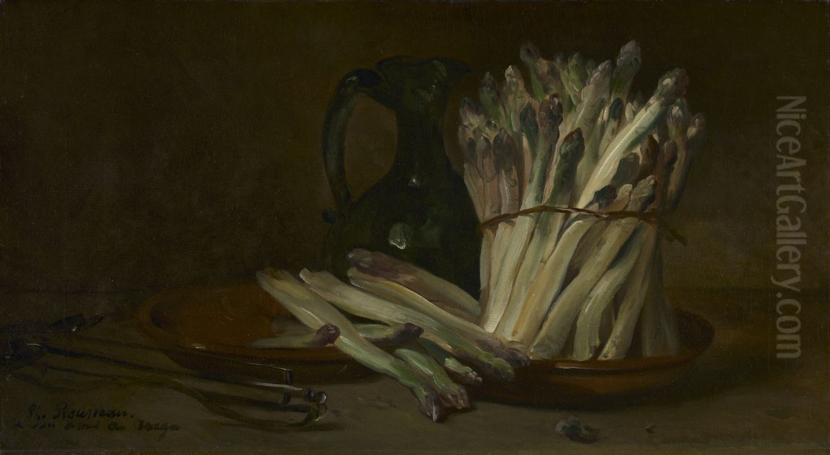Still Life with Asparagus Oil Painting by Philippe Rousseau