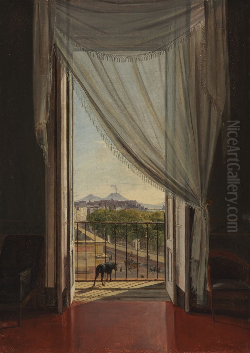 A View of Naples through a Window Oil Painting by Franz Ludwig Catel