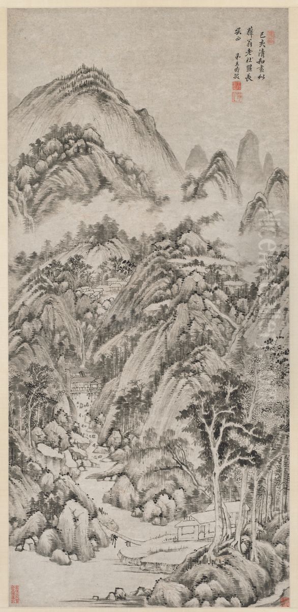 Mountain Village Embraced by the Summer Oil Painting by Wang Shimin