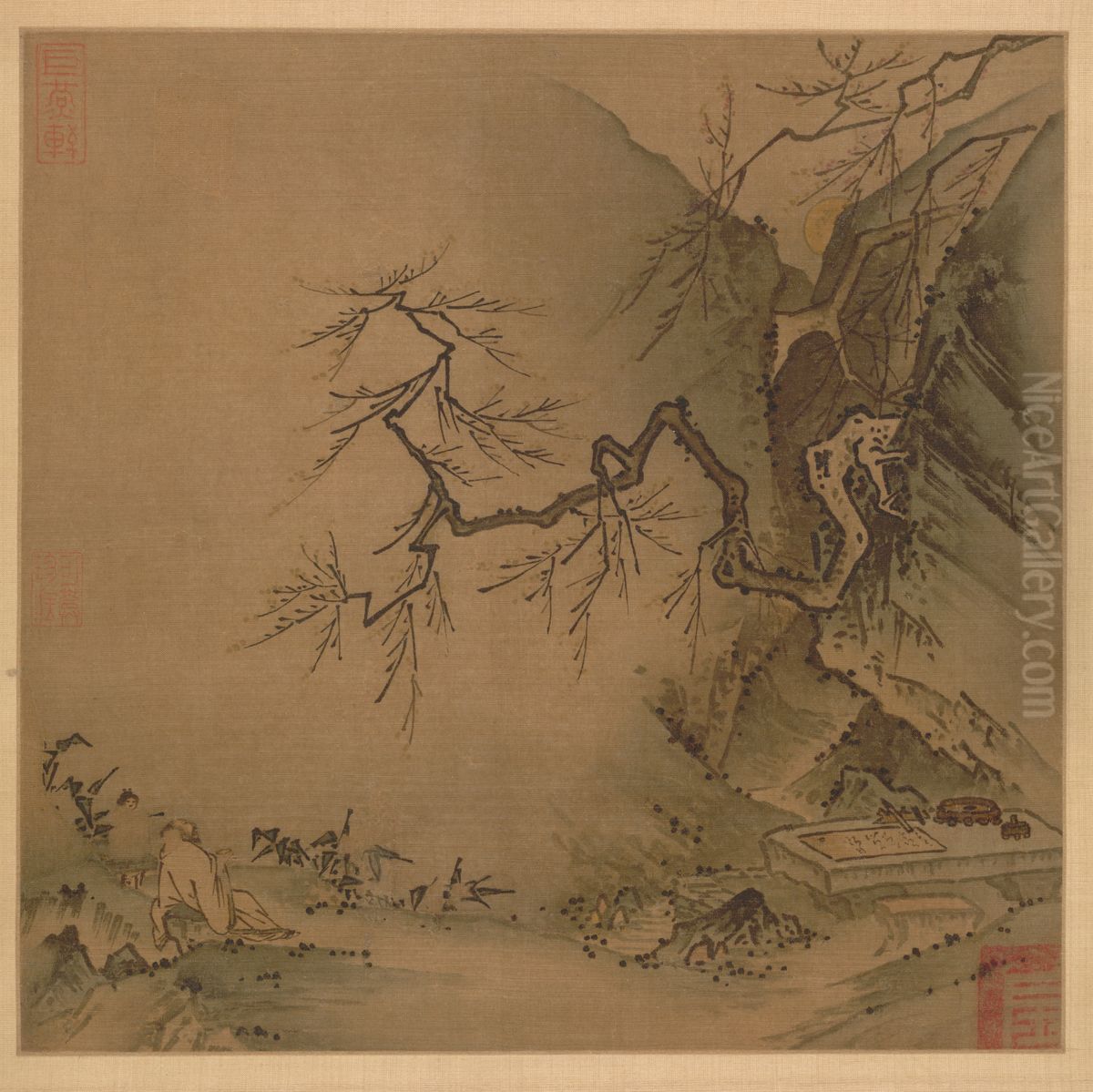 Drinking in the Moonlight Oil Painting by Ma Yuan