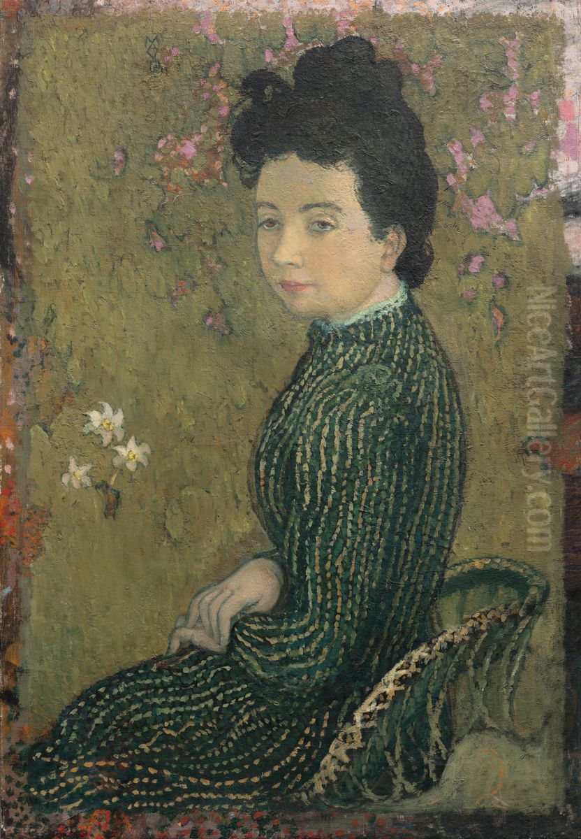 Eva Meurier in a Green Dress Oil Painting by Maurice Denis