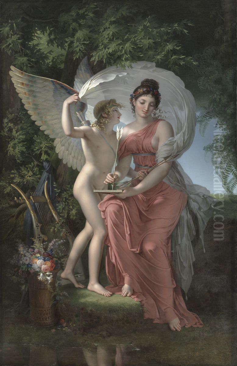Erato, Muse of Lyrical Poetry Oil Painting by Charles Meynier