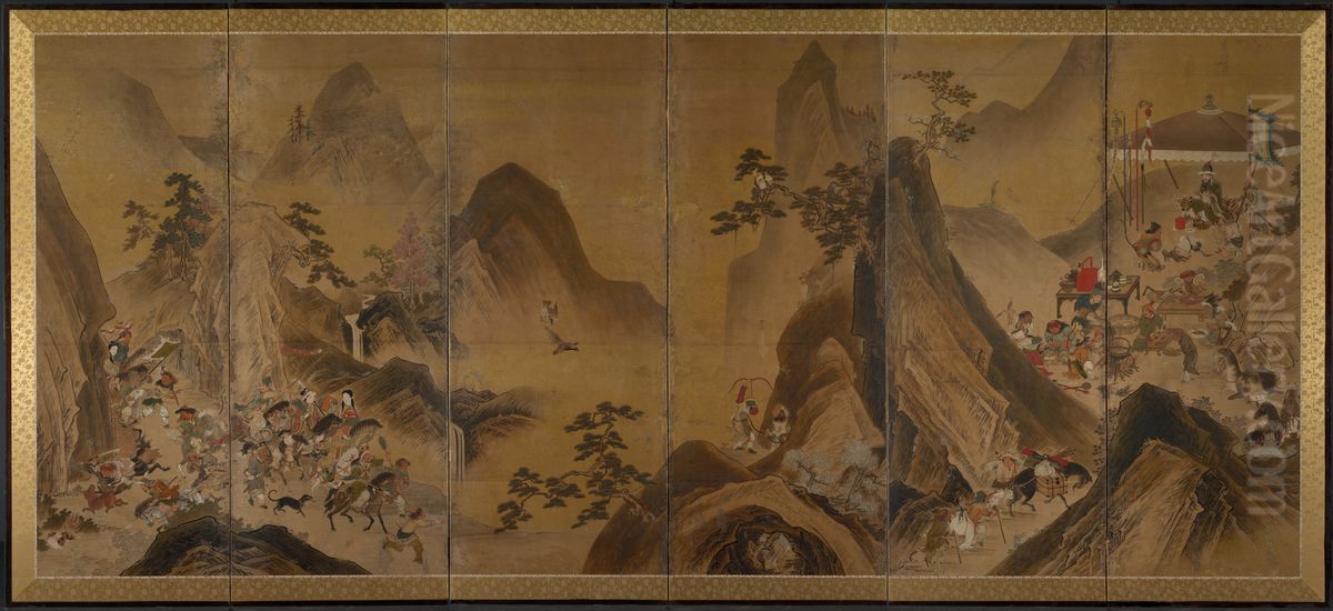 Tartars Hunting in a Mountain Landscape Oil Painting by unknown