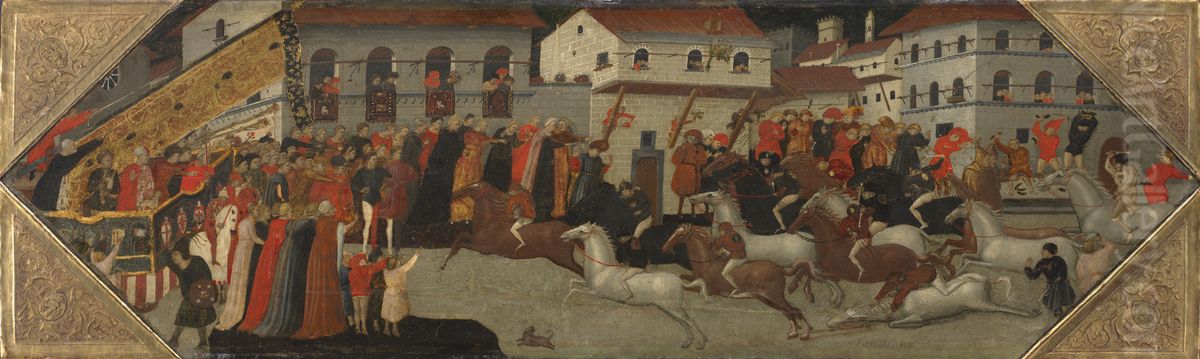 The Race of the Palio in the Streets of Florence Oil Painting by Giovanni Francesco Toscani