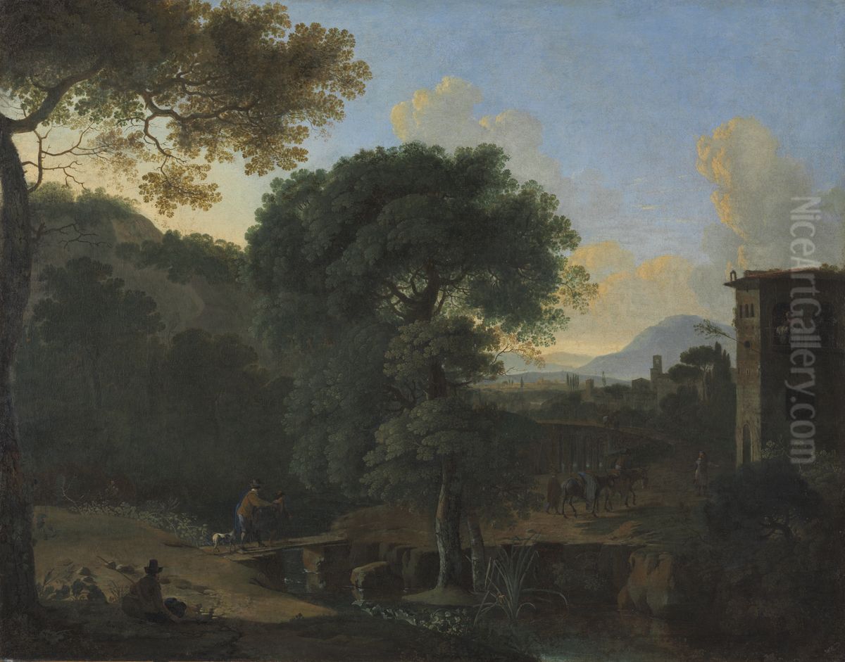 Landscape with Travelers Oil Painting by Herman Van Swanevelt