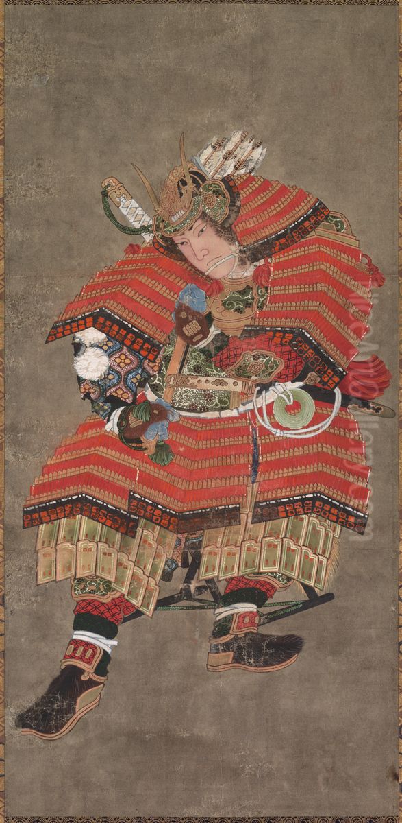 Minamoto no Yoshitsune Oil Painting by Katsushika Hokusai