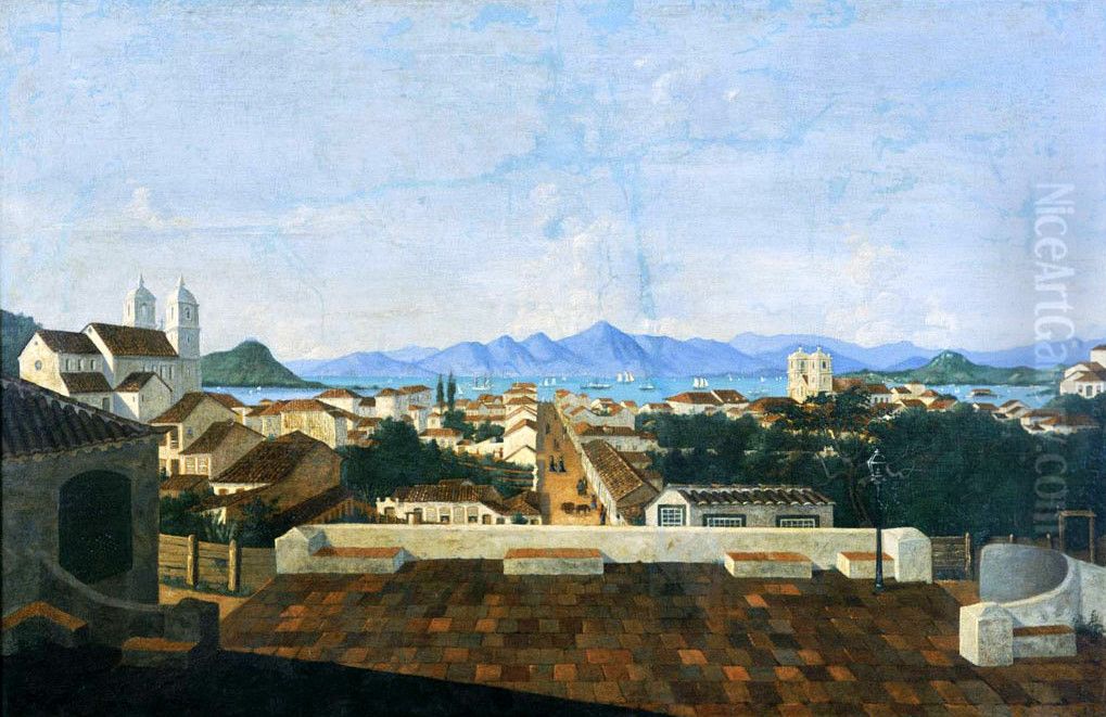 Vista parcial da cidade de Nossa Senhora do Desterro 03 Oil Painting by Victor Meirelles
