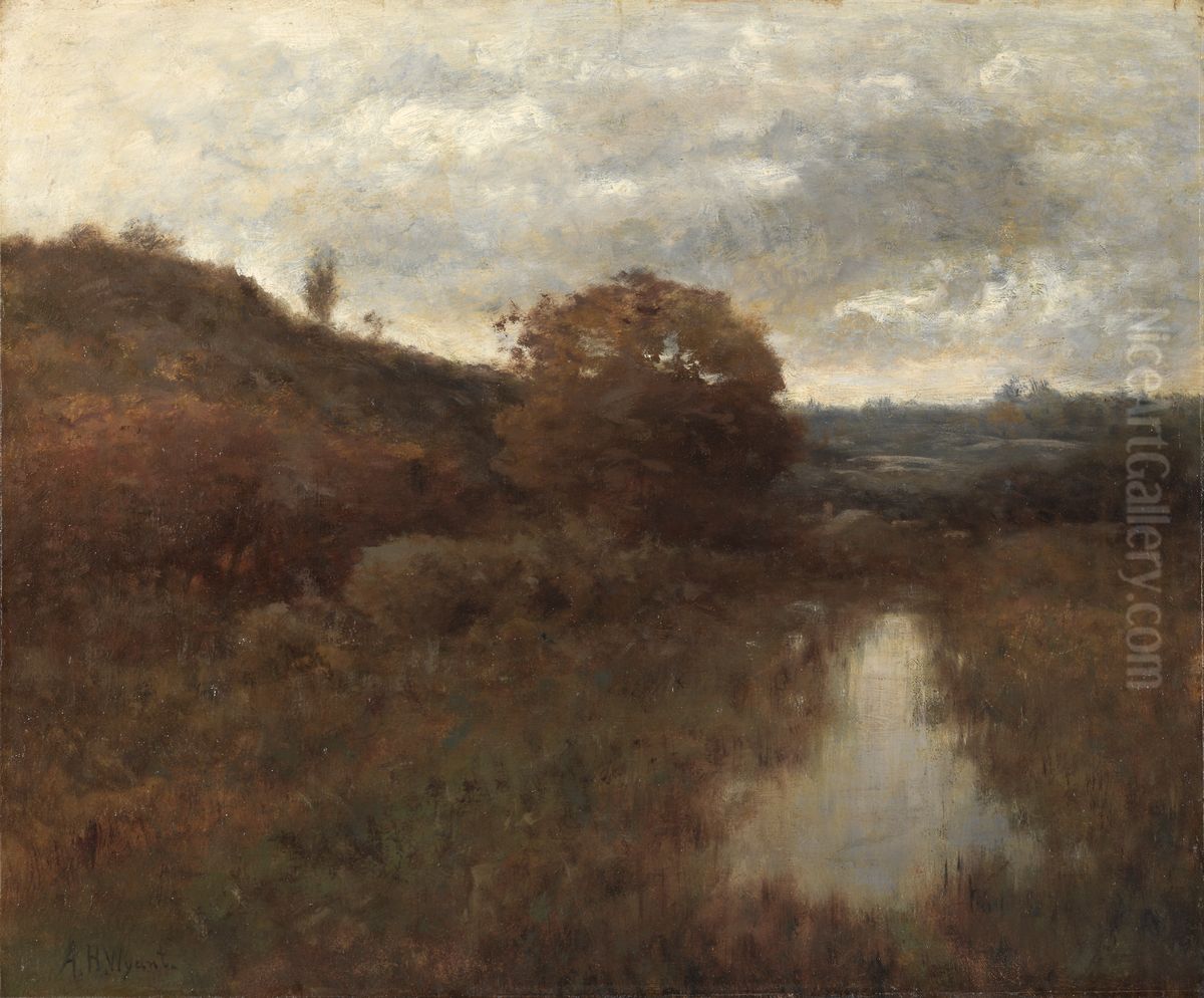 Autumn Landscape and Pool Oil Painting by Alexander Helwig Wyant