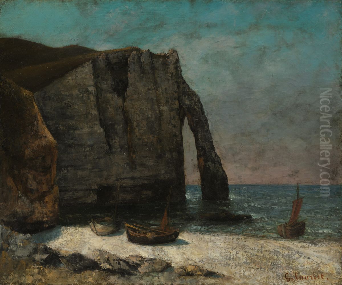 The Cliff at Etretat Oil Painting by Gustave Courbet