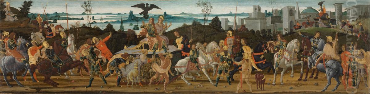Tarquinius Priscus Entering Rome Oil Painting by Jacopo da Sellaio