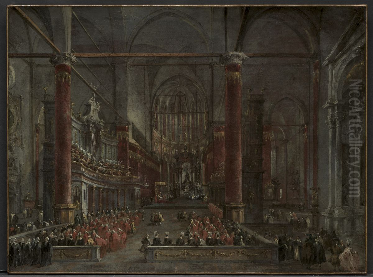 Pontifical Ceremony in SS. Giovanni e Paolo, Venice, 1782 Oil Painting by Francesco Guardi