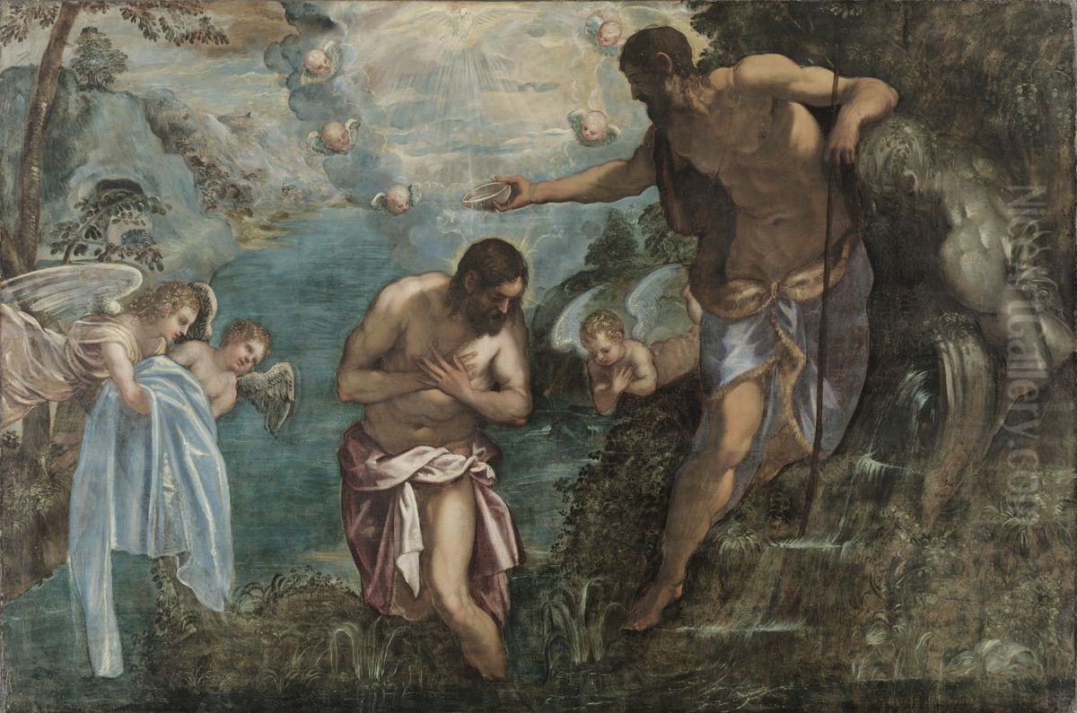 Baptism of Christ Oil Painting by Jacopo Tintoretto