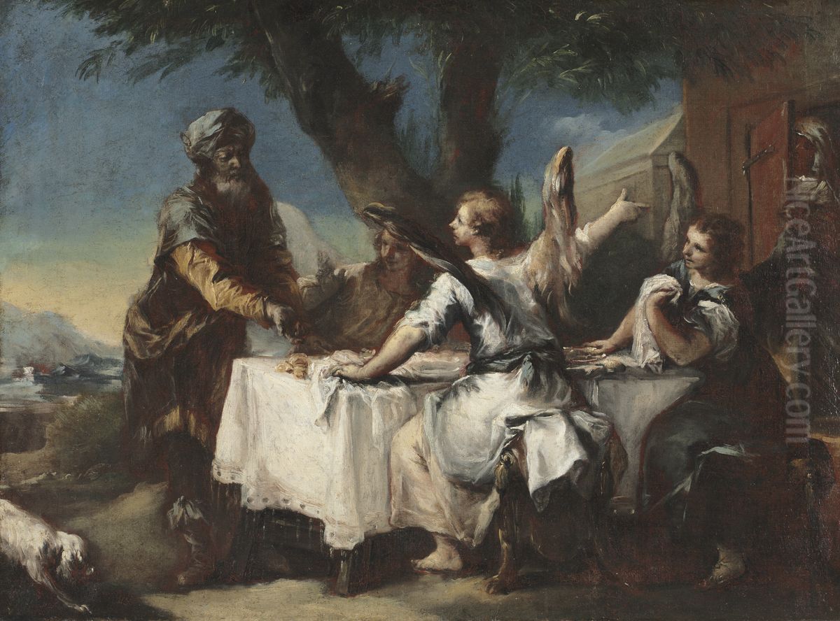Abraham Welcoming the Three Angels Oil Painting by Francesco Guardi