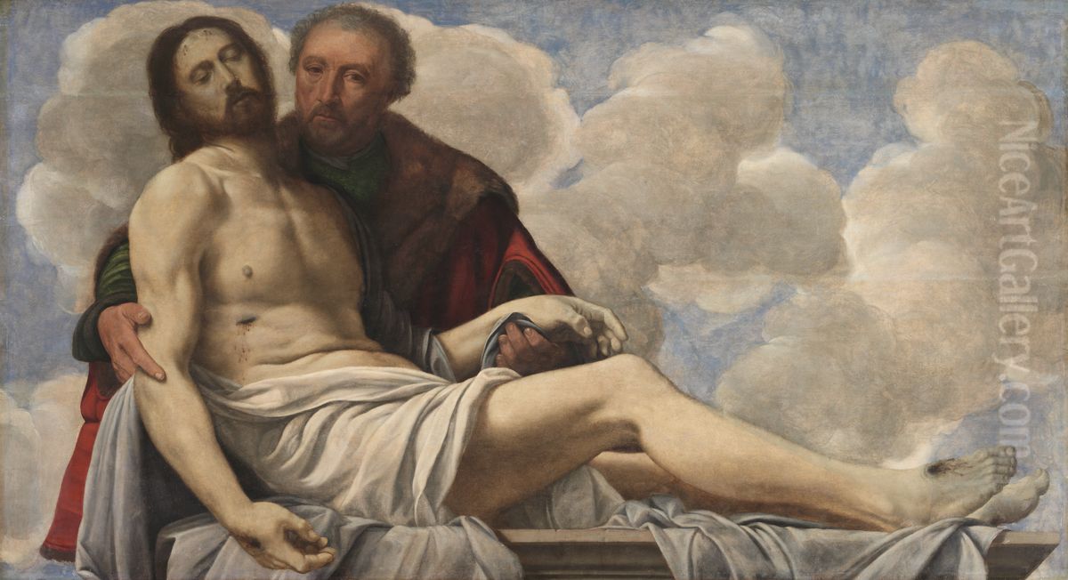 Christ with Joseph of Arimathea Oil Painting by Giovanni Girolamo Savoldo