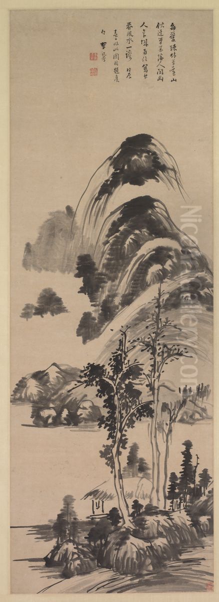 Thin Forest and Distant Mountains Oil Painting by Li Liufang