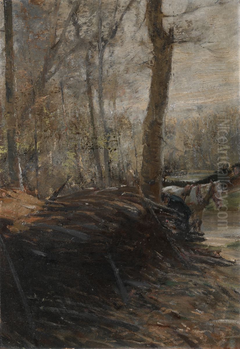 Woods Scene Oil Painting by Henry Keller
