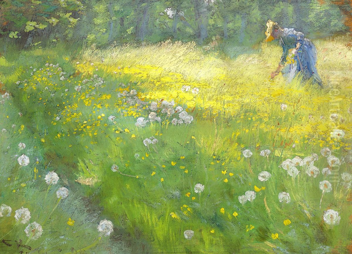 Fru Marie Kroyer i Haven paa Skagen. Oil Painting by Peder Severin Kroyer