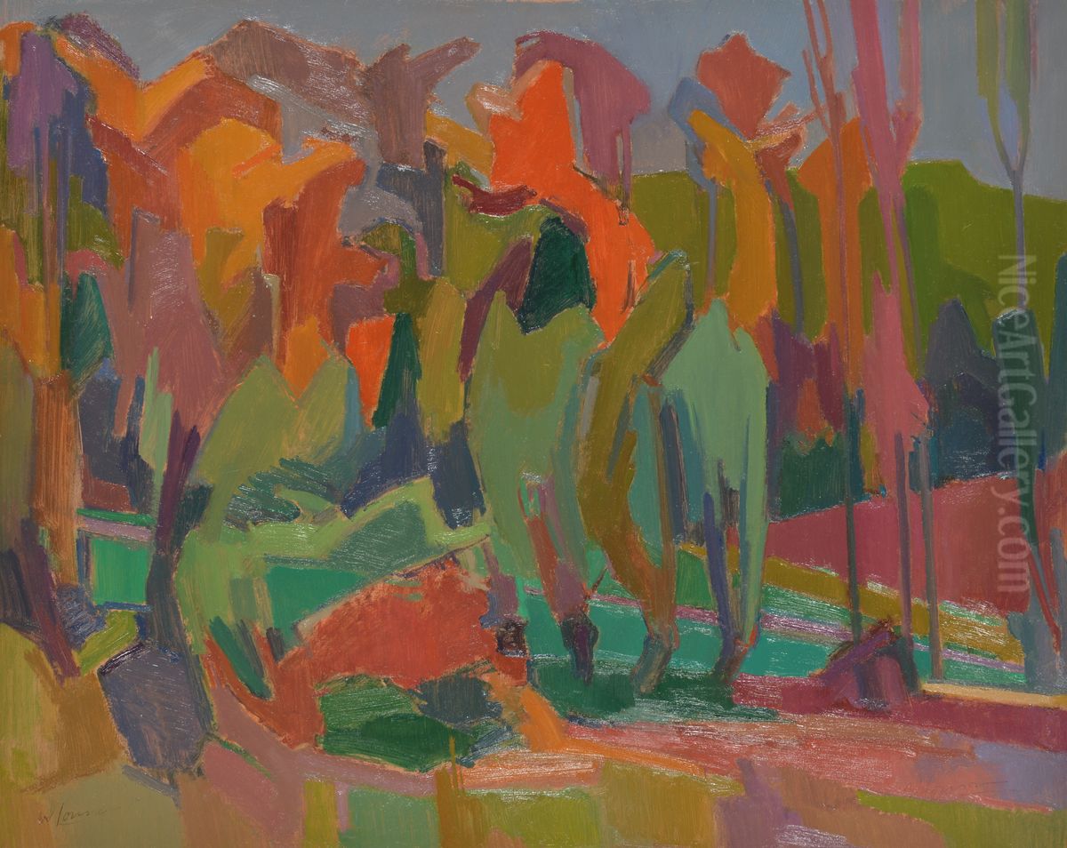 Bos van Kasteel Neercanne (abstractie) Oil Painting by Willy Gorissen